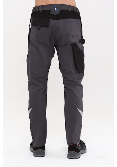 Uniprom İş Pantolonu Madrid Model 10 Cepli Full Likralı Diz Destekli Füme