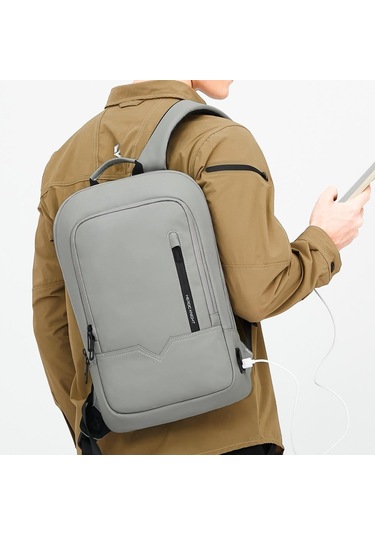 Siyah Erkekler İş Sırt Çantası Ince Çalışma Su Geçirmez 14 "laptop Çantası Usb Seyahat Sırt Çantası Kadın Açık Okul Sırt Çantası Siyah