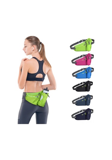 Shineyee Spor Bel Çantası Siyah, 2 Fermuarlı Cep Ve Su Şişesi Tutucu, Bisiklet, Koşu, Kamp İçin Dışarı Aktiviteleri Siyah