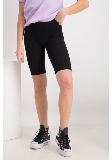 Only Kadın Yüksek Bel Siyah Kısa Tayt - 15174969 001