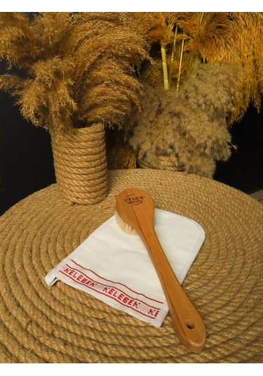 Şık Kalıp Doğal At Kılı Saplı Fırça + Kelebek Kese