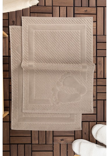 Leoline %100 Pamuk Premium 2'li Ayak Havlusu - Kahve Kahve