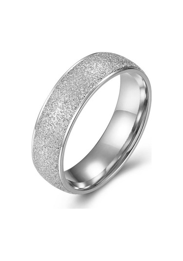 Gümüş Basit Fırçalama Paslanmaz Çelik Kadın Yüzük Genişliği Gül Altın Renk Parmak Hediye Kız Takı Için 6mm-4 Gümüş