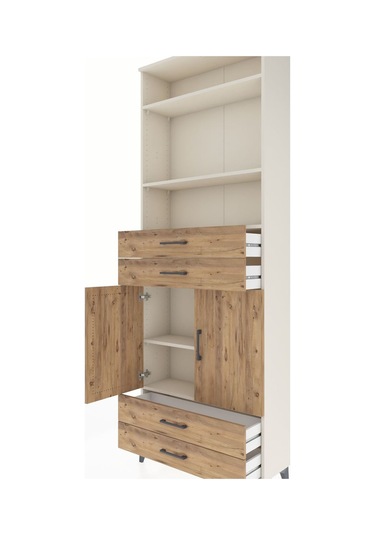 Arges Dolap 5 Raflı 4 Çekmeceli 2 Kapaklı 88x30x243 Aytaşı-çam Aytaşı