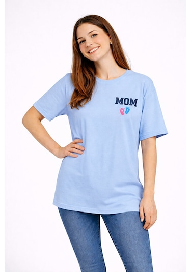 Nevermind Anne Baba Kombini Mom Dad Baskılı Çift Tişört Oversize Unisex 2 L Bej