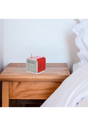 Symbee Kırmızı Taşınabilir Mini Hoparlör - Aux/tf Kart/usb/fm Radyo Desteğiyle Müzik Çalma