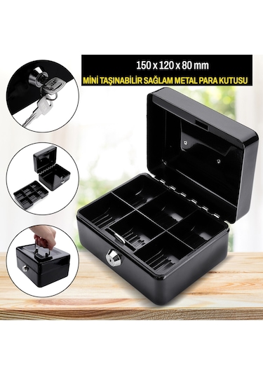Mühlen Cash Box Cb150 Mini Boy Taşınabilir Para Kutusu (Siyah Ren