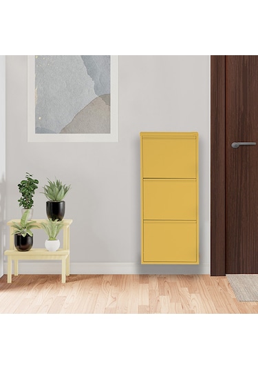 3'lü Metal Ayakkabılık - Sarı