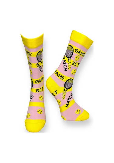 3'lü Unısex Popcorn, Tenis Ve Bira Temalı Esnek Nem Alabilen Pamuklu Spor Soket Çoraplar Çok Renkli