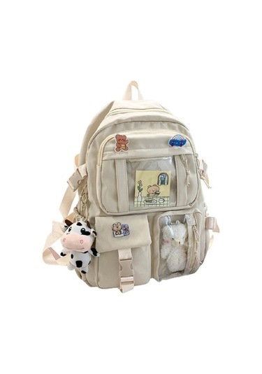 My Topped Oxford Kumaş Öğrenci Sırt Çantası - Beyaz, Sevimli Tasarım, Geniş Kullanım Beyaz