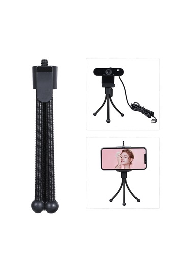 Dofolink Mobil Ve Kameralar İçin Metal Halka Ayaklı Tripod - Esnek Boru Tasarımı - 1/4 İnç Evrensel Vida Deligi