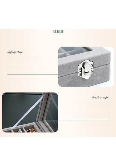 Yystore Takı Saklama Kutusu Kadife Şeffaf Pencere Ücretsiz Kombinasyon Mor