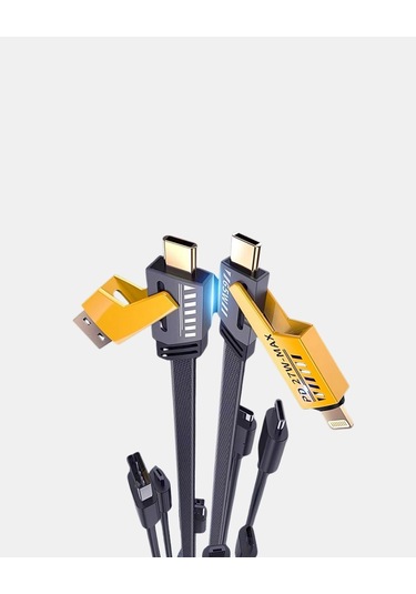 Buğz 65w 4 Ü 1 Arada Örgülü Hızlı Şarj Kablosu Usb-c Usb-a Çoklu Şarj Dayanıklı