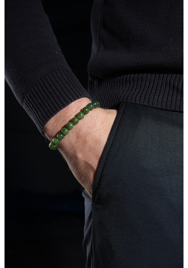 Ssilhoutte Doğaltaş Sertifikalı Yeşil Yeşim Taşı Kadın Erkek Genel Sağlık Taşı Doğal Taş Bileklik Hediye Bileklik Unisex Yeşil