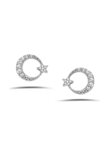 Eyelashes Silver 925 Ayar Gümüş Vidalı Ayyıldız Küpe Gümüş