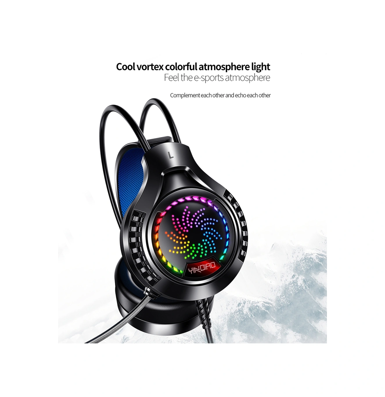 Sones Yındıao Q7 Renkli Işık Bilgisayar Kablolu Kulaklık Usb Oyun Kulaklığı Çift 3,5 Mm + Usb Siyah