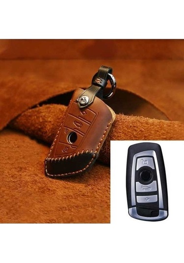 Tongxida Bmw Blade Uyumlu 3 Anahtar Deri Koruyucu Kahverengi