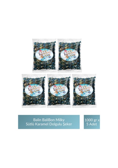 Balin Balibon Milky Sütlü Karamel Dolgulu Şeker 1000 Gr X 5 Adet
