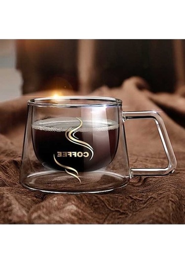 Ulzyvf Çift Katmanlı Borosilikat Bardak 2'li Set - Mükemmel İzolasyon İçin Sıcak İçecekler Şeffaf