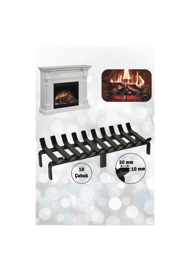 60 Cm X 32 Cm 10 Çubuklu Ekstra Şömine Izgarası Dar Gözlü Izgara
