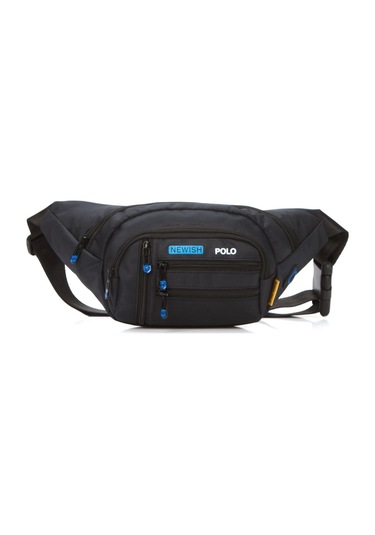 Newish Polo Erkek Usb Kulaklık Çıkışlı Crossbody Çapraz Göğüs Omuz Ve Bel Çantası New328 Siyah - Mavi