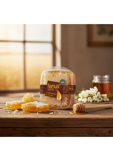 Fanus Organik Petekli Çiçek Balı 430gr