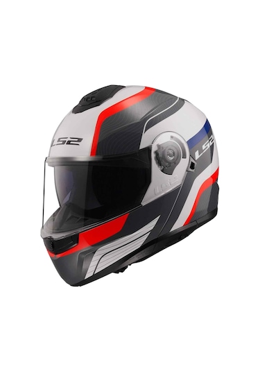 Ls2 Strobe 2 Monza Çene Açılır Kask Siyah - Beyaz - Kırmızı
