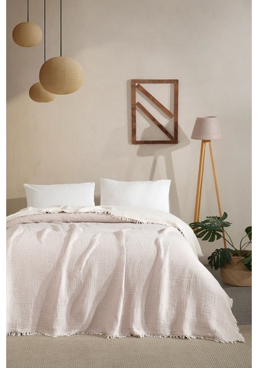 Varol 5 Katlı %100 Pamuk Müslin Yatak Örtüsü 230x240 Cm Bej/cıftkısılık Bej