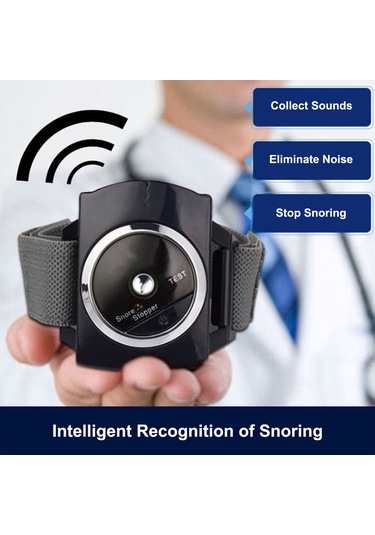 Vkemall Akıllı Horlama Durdurucu Bilek Tipi Mini Elektronik Uyku Asistanı Horlama Önleyi Siyah
