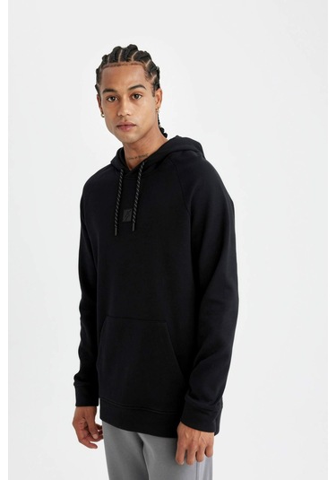 DeFactoFit Standart Fit Cepli Kapüşonlu Sporcu Sweatshirt D0926AX24AUBK81