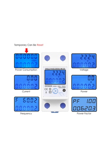 Maiyame Dds668 Model Akıllı Işıklandırmalı Sayfalı Enerji Sayaç, Ac 230v Tek Fazlı Ray Tipi, Sıfırlama Fonksiyonu, 5-80a, Avrupa Standartı
