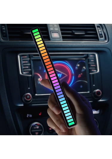 Sese Duyarlı 32 Led Şarjlı Rgb Ekolayzer 8 Mod Ambiyans Çubuğu