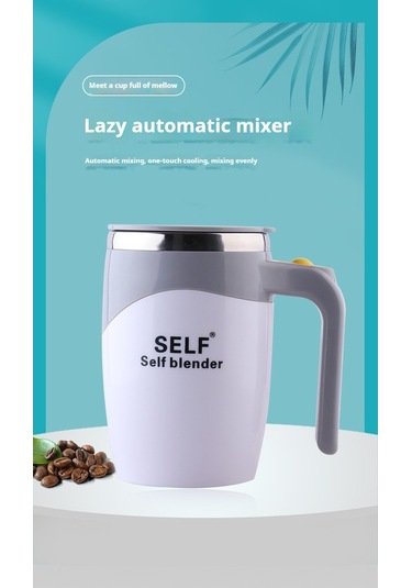 Soulader Otomatik Karıştırmalı Paslanmaz Çelik Seyahat Kahve Kupası, Elektrikli Çırpıcılı Bardak, Şarj Edilebilir Taşınabilir French Press Alternatifi Gri