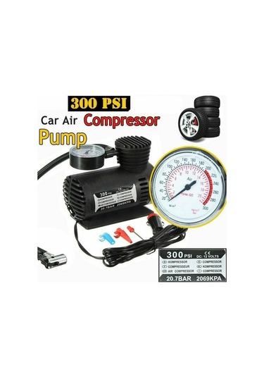 Hombey 12v Elektrikli Araç Lastik Hava Pompası 300psı, Fonksiyonel Kompresör, Kolay Taşınabilir, Frenbol, Basketbol Vb. İçin Uygun, Acil Kullanım