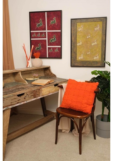 Peraluna Foam Pıllow Şifon Şerit Triko Yastık Kılıfı 45x45 Cm Turuncu - Turuncu