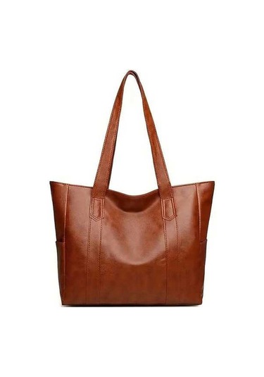 Dancemonkey Vintage Büyük Kapasiteli Tote Çanta Retro Vegan Omuz Çantası Kadın Günlük Çanta Açık Taba - Krem Açık Taba - Krem