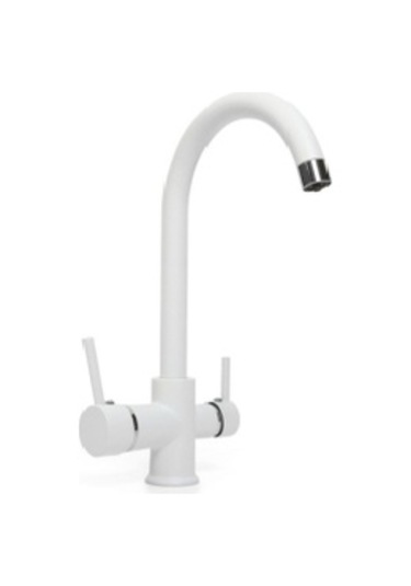 Euromix Arıtıcılı Arıtma Mutfak Eviye Bataryası 3 Yollu Beyaz