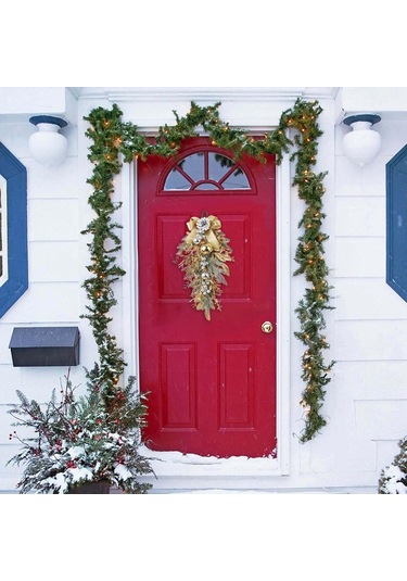 Gajeena Altın Renkli 55cm Yarıçaplı Noel Çiteleri, Kış Festivalleri İçin Kapı/pencere Dekorasyon Aksesuarı 188g Ağırlık