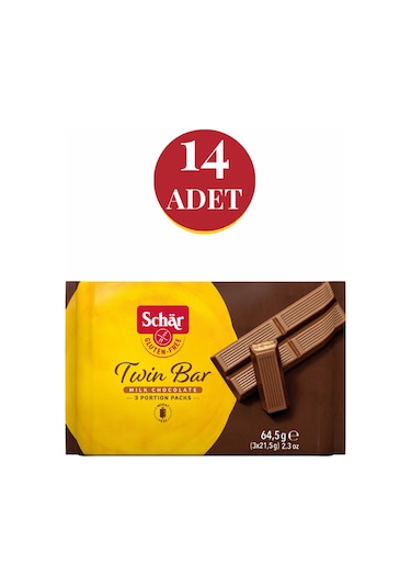 Schar Twin Bar Glutensiz Çiftli Çikolata Bar 14 x 64.5 G