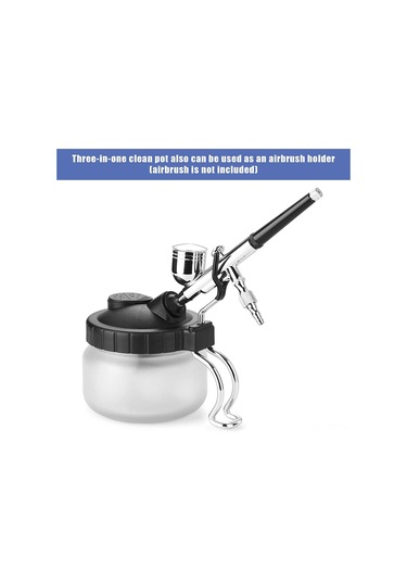 Singree Hava Fırçası Temizleme Seti - Cam Kavanozlu Tutucu, Nikel Boru, Çelik İğne Ve Nylon Fırça 4'lü Aksesuar Paketi