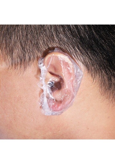 100 Pack Disposable Waterproof Earmuffs, Dustproof, Plastic, For Home & Salon Use Şeffaf