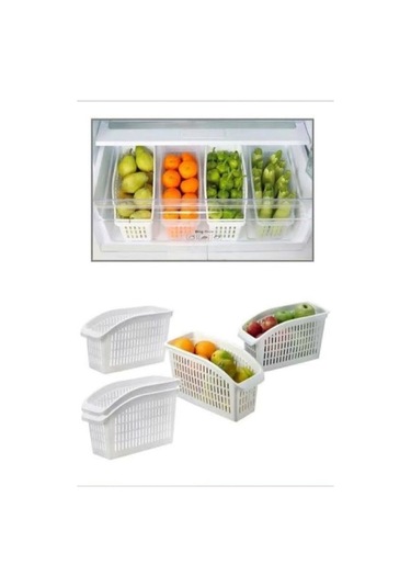 Kitchen 4 Adet Buzdolabı Sebze Meyve Düzenleyici Organizer Gri