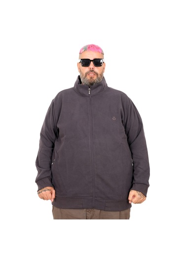Mode Xl Erkek Büyük Beden Hırka Fermuarlı U24442 Füme