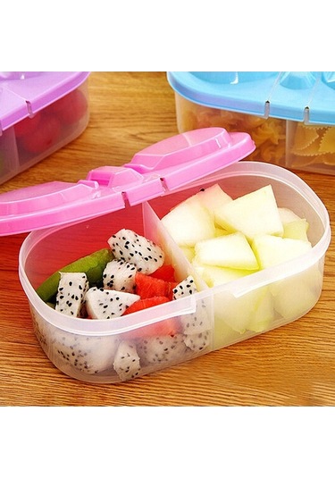 Ulzyvf Kapaklı Çift Bölmeli Mutfak Saklama Kabı - Dayanıklı Plastik, Pratik Pembe Diğer