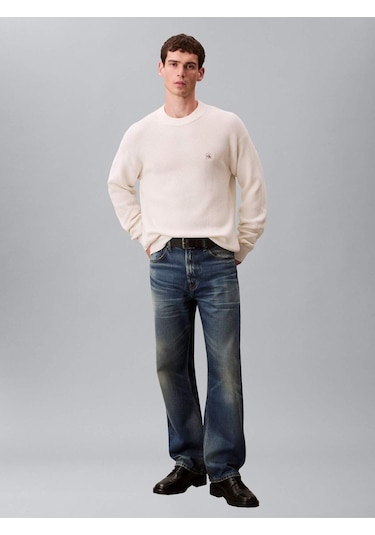 Calvin Klein Ls Ez Cotton Waffle Crwnk Swtr 9-12594 Beyaz