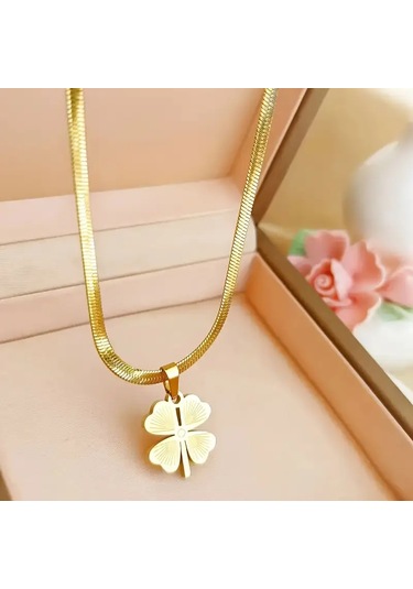 Altın Dilek Altın Kaplama Yonca Şeklinde Kadın Kolye Çok Renkli