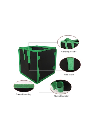 Jeehugo 4 Galon Siyah Kare Bitki Yetiştirme Çanta - Nemezli Kumaş, Hava Geçirgen, Kök Sağlığı, Sebze/çiçek İçin