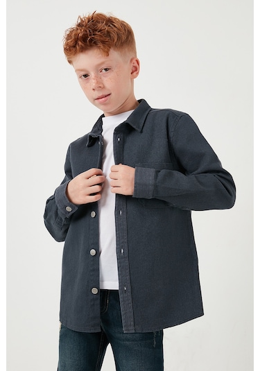 Lela Pamuklu Tek Cepli Düz Yaka Erkek Çocuk Gömlek Cf24W129140G Antrasit
