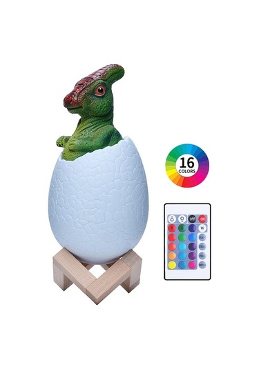 Moly Parasaurolophus 3d Led Gece Lambası, 16 Renkli Kumandalı, Akıllı Ev Dekorasyonu, Şarj Edilebilir, Pvc Malzeme Diğer
