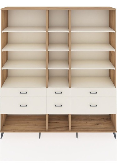 Hyperion Dolap 12 Raflı 6 Çekmeceli 220x44x243 Çam-aytaşı/aytaşı Aytası/aytası